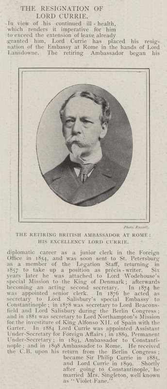 A leköszönő brit nagykövet Rómában, Őexcellenciája Lord Currie alkotó: English Photographer