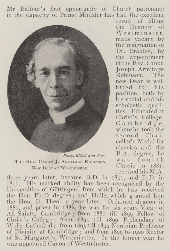 J Armitage Robinson kanonok tiszteletes, Westminster új dékánja alkotó: English Photographer