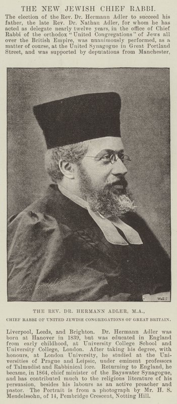 Dr. Hermann Adler tiszteletes, MA, a Nagy-Britannia Egyesített Zsidó Kongregációinak főrabbija alkotó: English Photographer