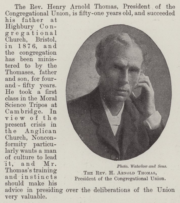 Arnold Thomas tiszteletes, a gyülekezeti szakszervezet elnöke alkotó: English Photographer