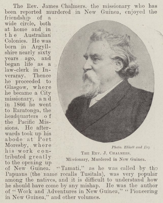 J Chalmers tiszteletes, misszionárius, meggyilkolták Új-Guineában, 1901. április alkotó: English Photographer