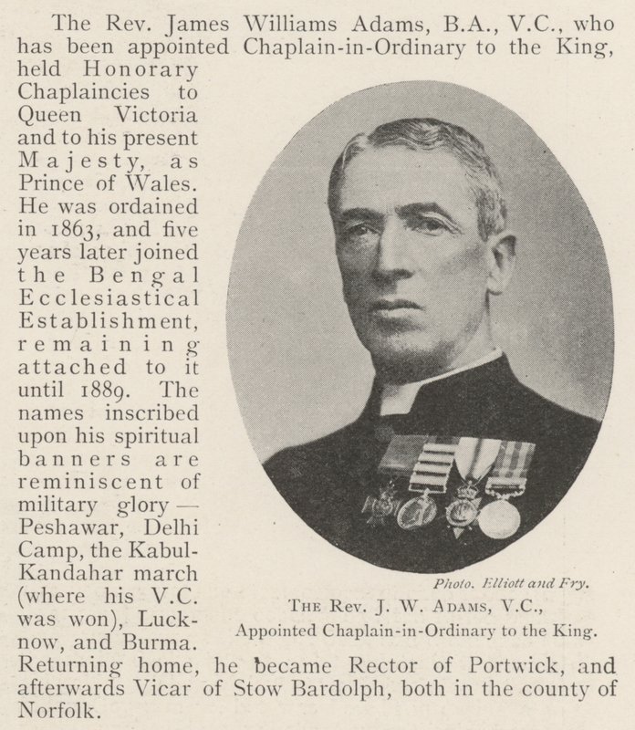 J W Adams tiszteletes, VC, kinevezte a király rendes lelkészévé alkotó: English Photographer