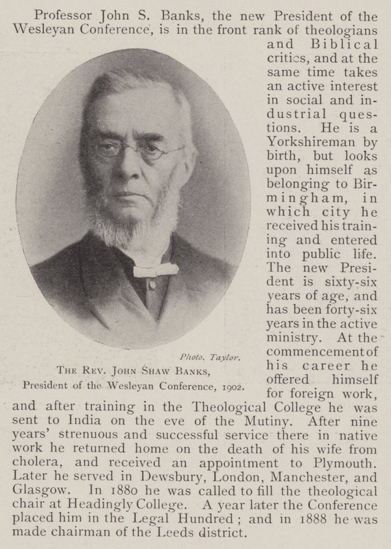 John Shaw Banks tiszteletes, a Wesleyan Konferencia elnöke, 1902 alkotó: English Photographer