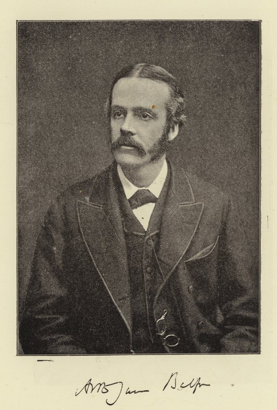 A jobboldal Arthur James Balfour, parlamenti képviselő, írországi főtitkár és a Konzervatív Párt jövőbeli vezetője alkotó: English Photographer