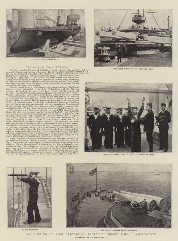 A HMS Victoria elsüllyedése, Jelenetek a HMS Camperdown fedélzetén alkotó: English Photographer