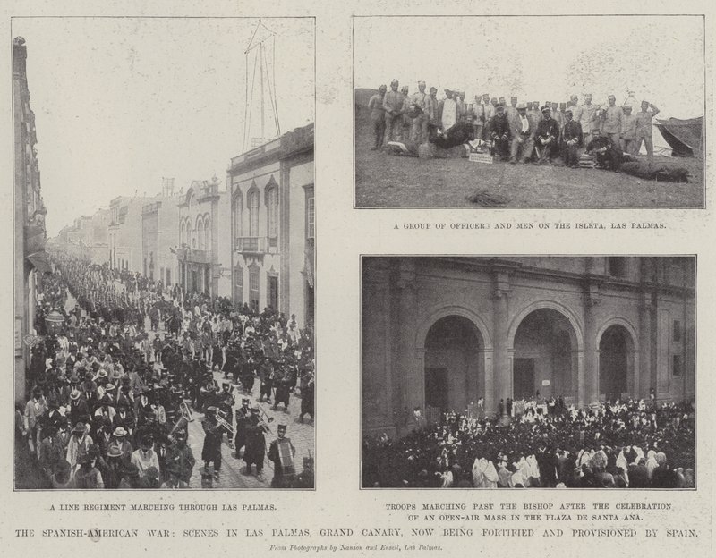 A spanyol-amerikai háború, jelenetek Las Palmasban, Grand Canary, most Spanyolország megerősíti és ellátja alkotó: English Photographer