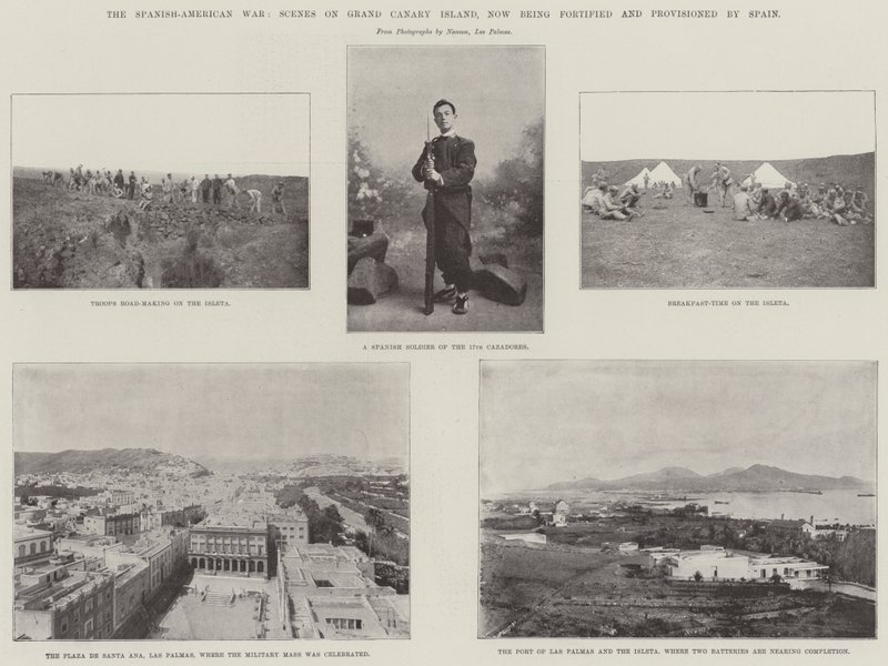 A spanyol-amerikai háború, jelenetek a Grand Kanári-szigeten, amelyet most Spanyolország erősít meg és lát el alkotó: English Photographer
