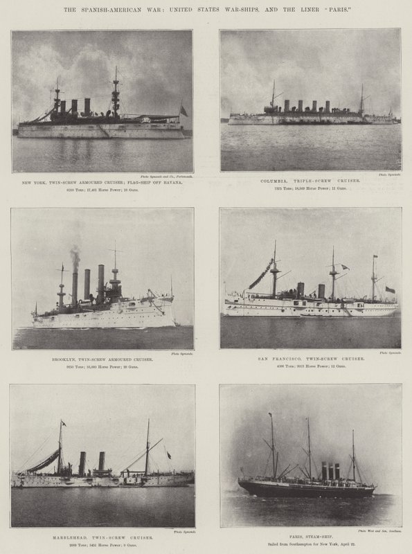 A spanyol-amerikai háború, az Egyesült Államok hadihajói és a Paris Liner alkotó: English Photographer