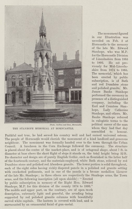 A Stanhope-emlékmű Horncastle-ben alkotó: English Photographer