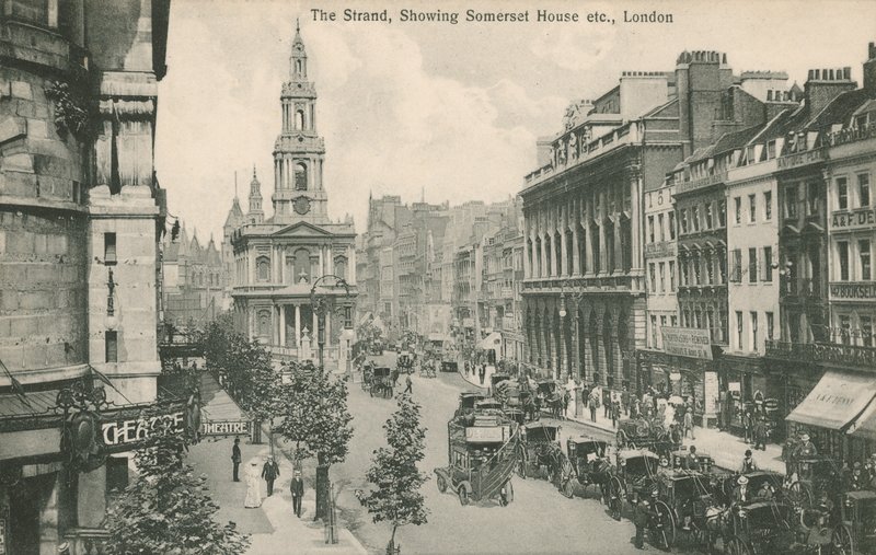 The Strand, a Somerset House és a londoni St Clement Danes bemutatásával alkotó: English Photographer