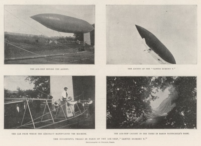 A Santos Dumont V. légihajó sikeres párizsi próbái alkotó: English Photographer