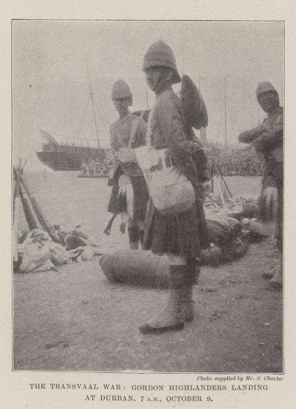 A transzvaali háború, Gordon Highlanders partraszállás Durbanben, október 9-én reggel 7 órakor alkotó: English Photographer