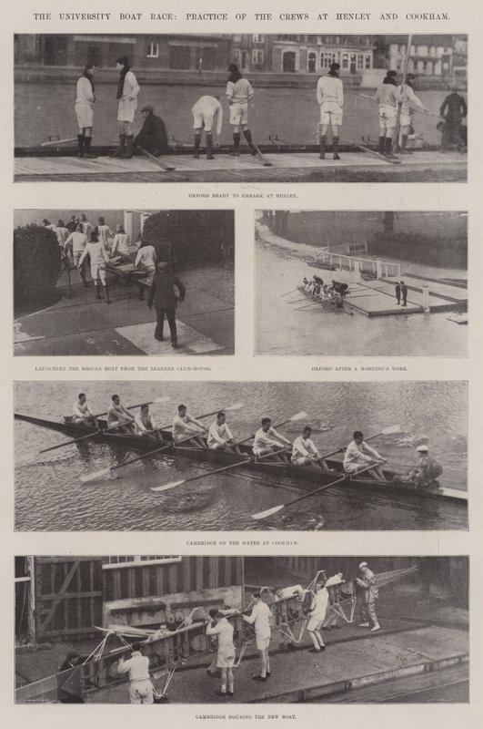 Az egyetemi hajóverseny, a legénység gyakorlata Henleyben és Cookhamban alkotó: English Photographer