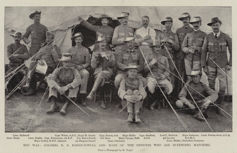 A háború, R S Baden-Powell ezredes és néhány tiszt, akik Mafekinget védik alkotó: English Photographer