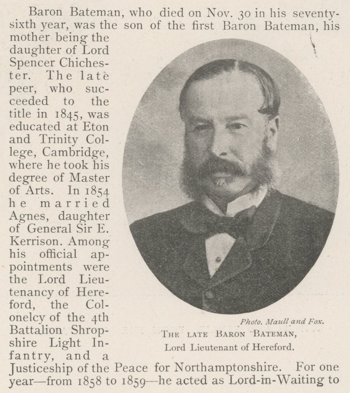 A néhai Bateman báró, Hereford főhadnagya alkotó: English Photographer