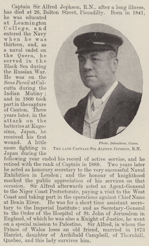 A néhai Sir Alfred Jephson kapitány, RN alkotó: English Photographer