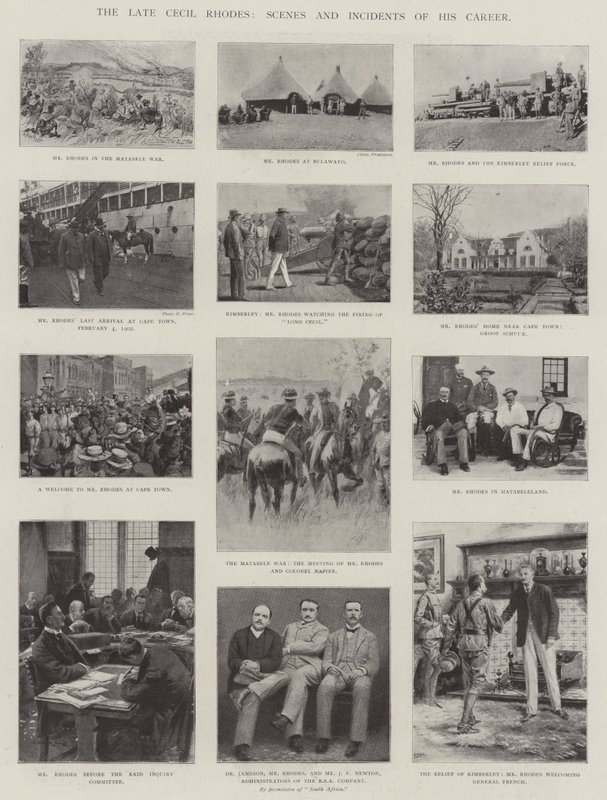 A néhai Cecil Rhodes, Karrierjének jelenetei és eseményei alkotó: English Photographer