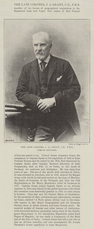 A néhai J A Grant ezredes, CB, FRS, Afrika felfedezője alkotó: English Photographer