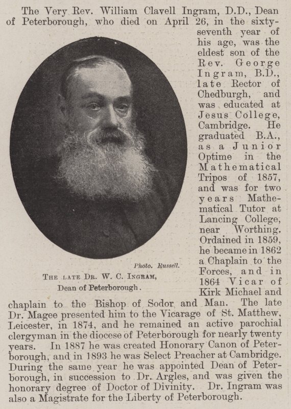 A néhai Dr. W. C. Ingram, Peterborough dékánja alkotó: English Photographer