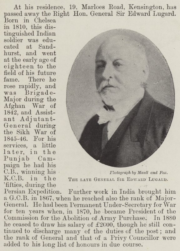 A néhai Sir Edward Lugard tábornok alkotó: English Photographer
