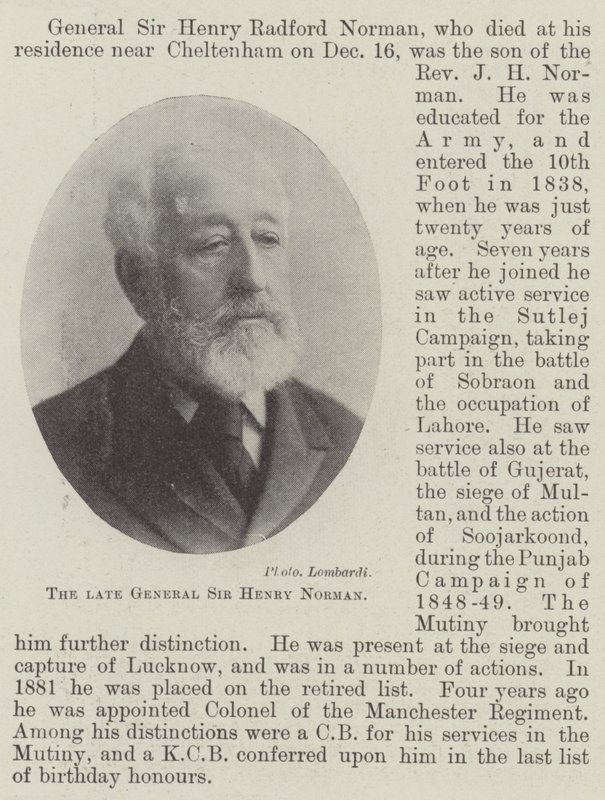 A néhai Sir Henry Norman tábornok alkotó: English Photographer