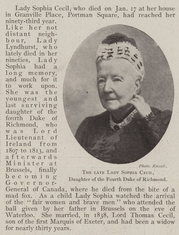 A néhai Lady Sophia Cecil, Richmond negyedik hercegének lánya alkotó: English Photographer