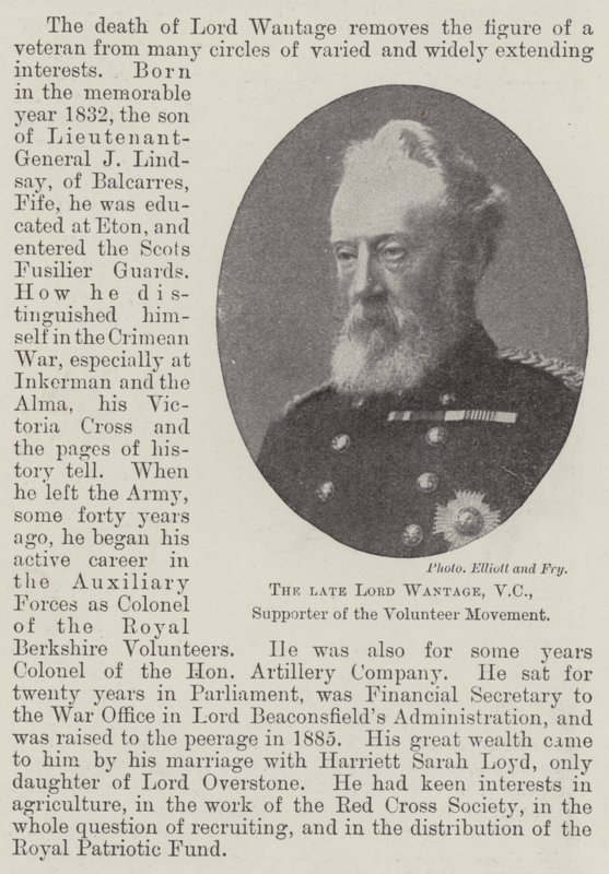 A néhai Lord Wantage, VC, az Önkéntes Mozgalom támogatója alkotó: English Photographer