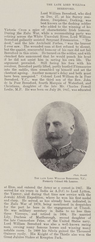 A néhai Lord William Beresford, VC, korábban 9. Lancers ezredes alkotó: English Photographer