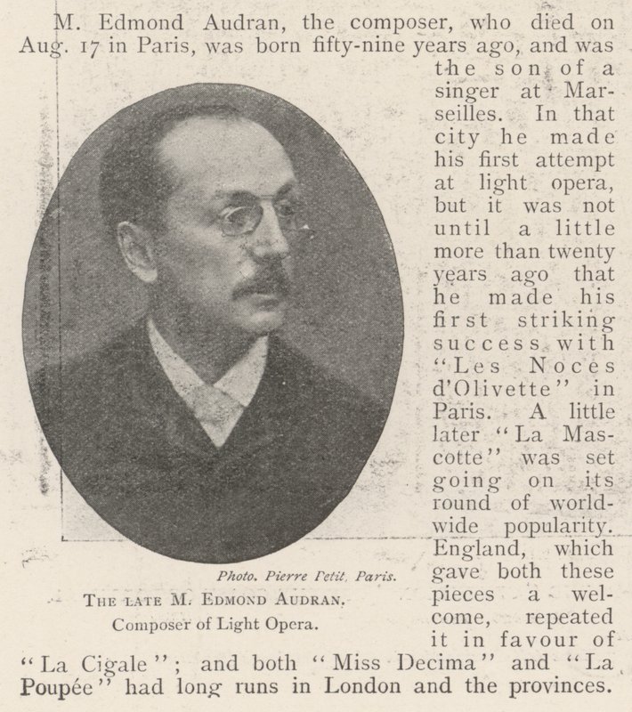 A néhai M. Edmond Audran, a Light Opera zeneszerzője alkotó: English Photographer