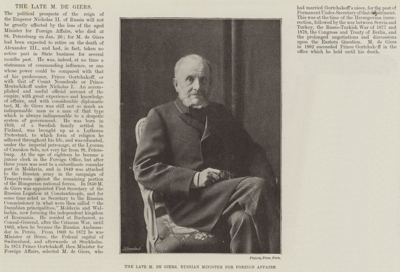 A néhai M de Giers, orosz külügyminiszter alkotó: English Photographer