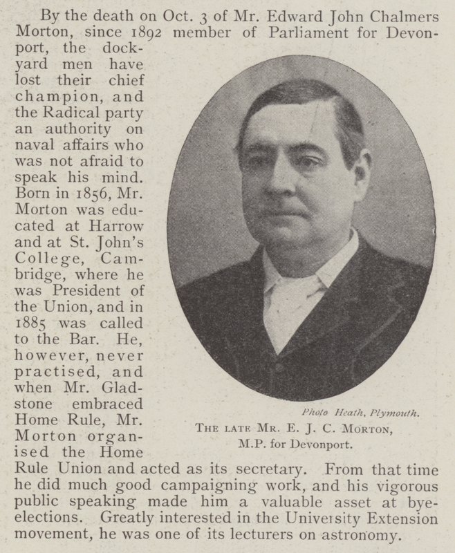A néhai E. J. C. Morton úr, Devonport képviselője alkotó: English Photographer