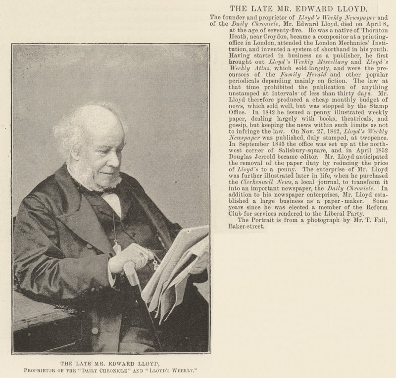 A néhai Edward Lloyd úr, a Daily Chronicle és a Lloyds Weekly tulajdonosa alkotó: English Photographer