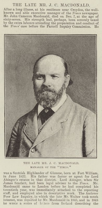 A néhai J. C. Macdonald, a Times menedzsere alkotó: English Photographer