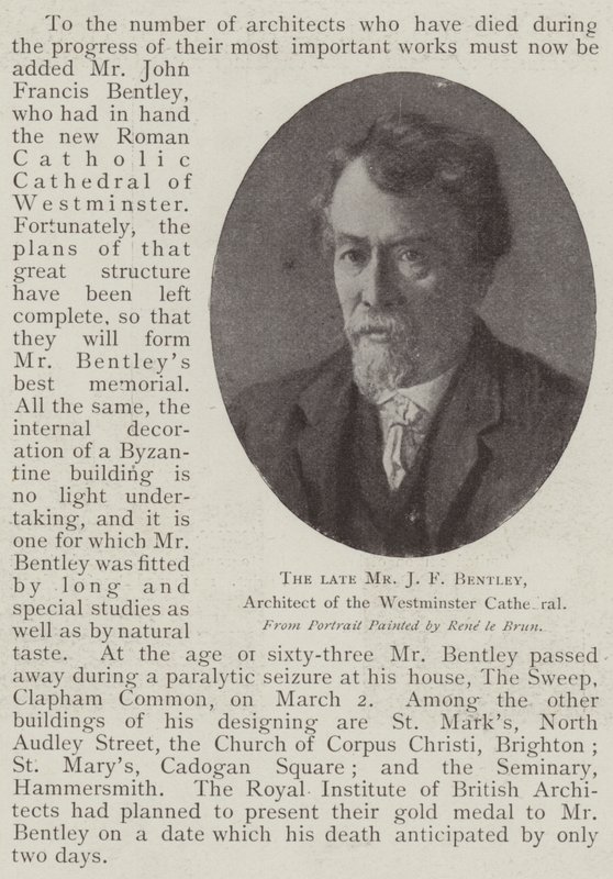 A néhai J. F. Bentley úr, a Westminsteri katedrális építésze alkotó: English Photographer