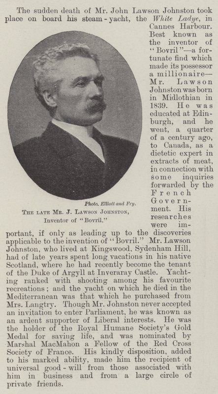 A néhai J Lawson Johnston úr, a Bovril feltalálója alkotó: English Photographer