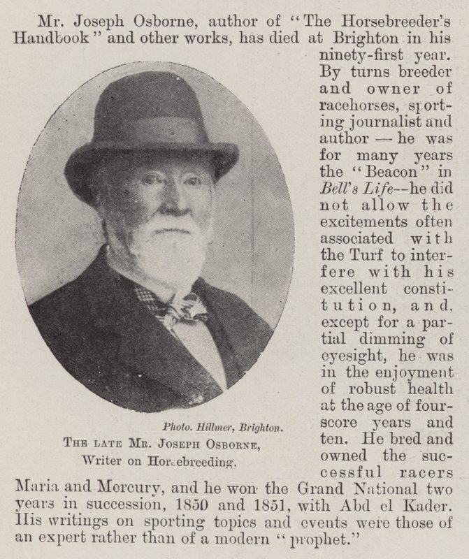A néhai Joseph Osborne, a lótenyésztésről szóló író alkotó: English Photographer