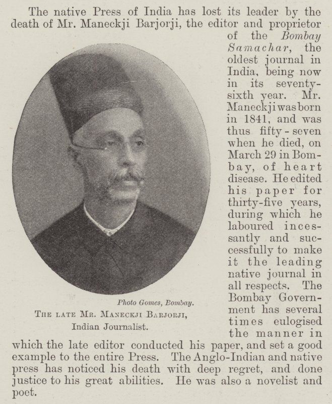 A néhai Maneckji Barjorji úr, indiai újságíró alkotó: English Photographer