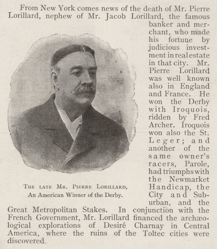 A néhai Pierre Lorillard, a Derby amerikai győztese alkotó: English Photographer