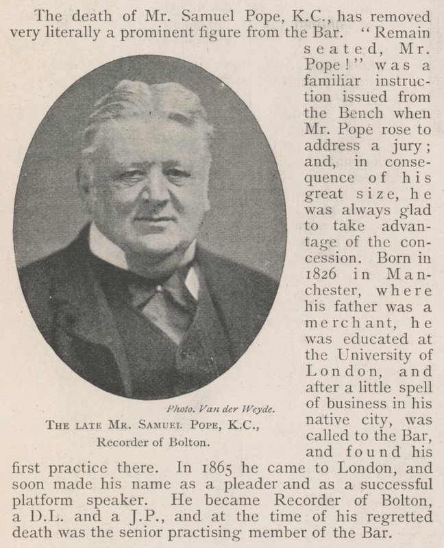 A néhai Samuel Pope, KC, Bolton jegyzője alkotó: English Photographer