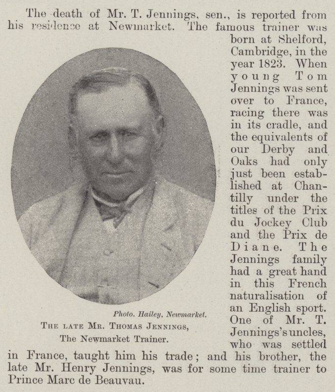 A néhai Thomas Jennings, a Newmarket Trainer alkotó: English Photographer