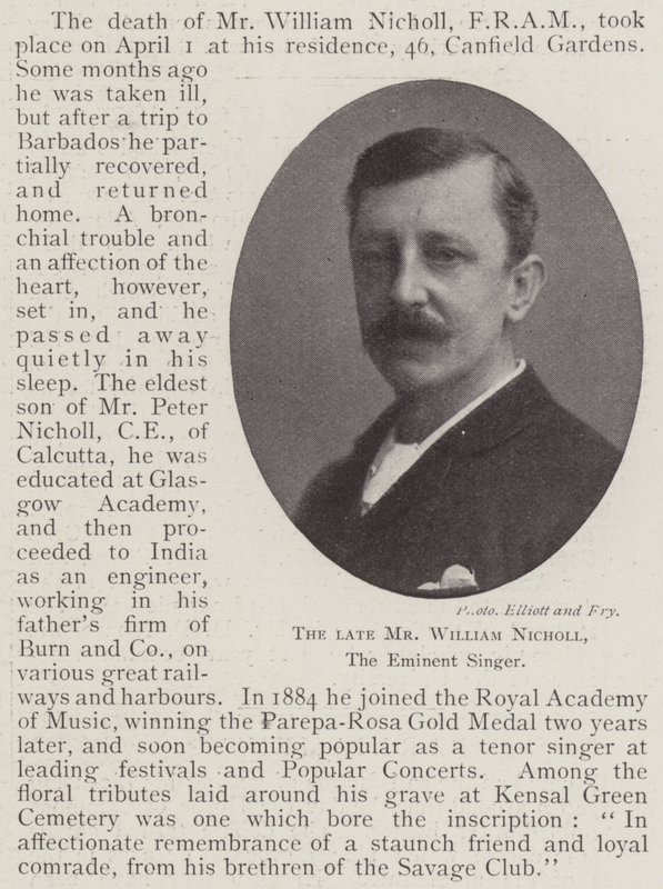 A néhai William Nicholl, a kiváló énekes alkotó: English Photographer
