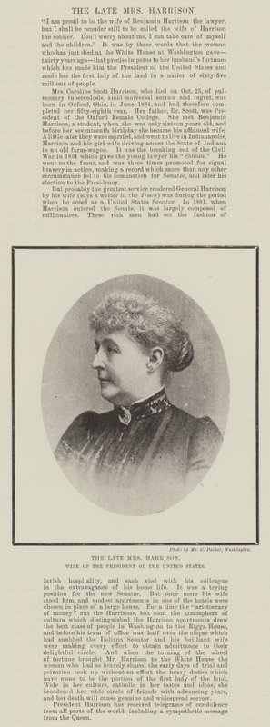 A néhai Mrs. Harrison, az Egyesült Államok elnökének felesége alkotó: English Photographer