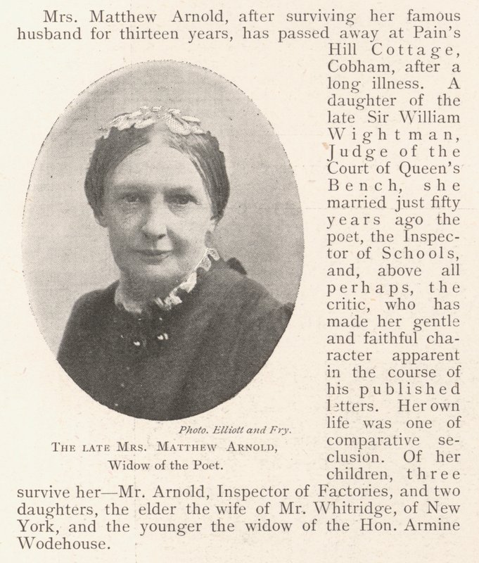 A néhai Mrs. Matthew Arnold, a költő özvegye alkotó: English Photographer