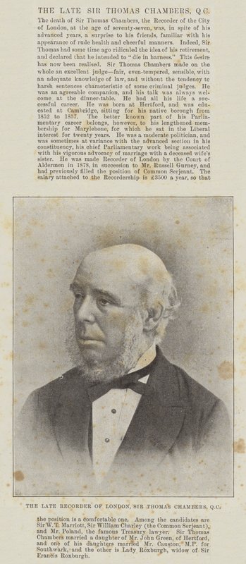A néhai londoni felvevő, Sir Thomas Chambers, QC alkotó: English Photographer