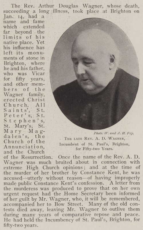 A néhai tiszteletes A. D. Wagner, a Brighton állambeli St Pauls hivatalban lévő tisztviselője, ötvenkét éve alkotó: English Photographer