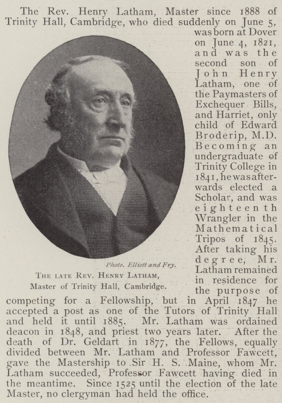 Henry Latham néhai tiszteletes, a cambridge-i Trinity Hall mestere alkotó: English Photographer