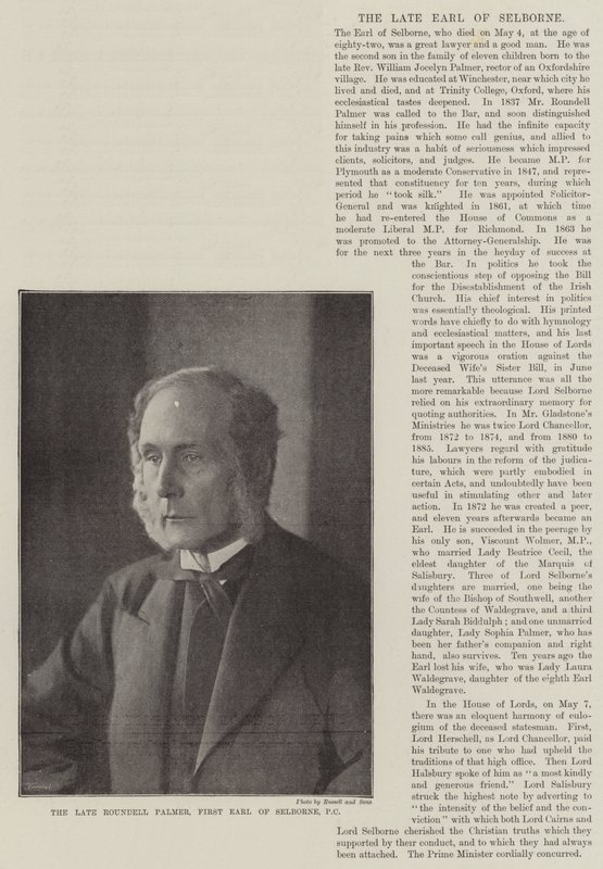 A néhai Roundell Palmer, Selborne első grófja, PC alkotó: English Photographer