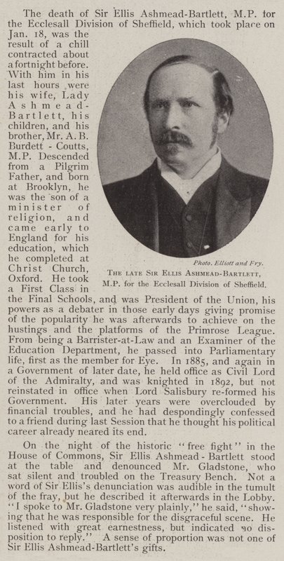 A néhai Sir Ellis Ashmead-Bartlett, a sheffieldi Ecclesall osztály képviselője alkotó: English Photographer