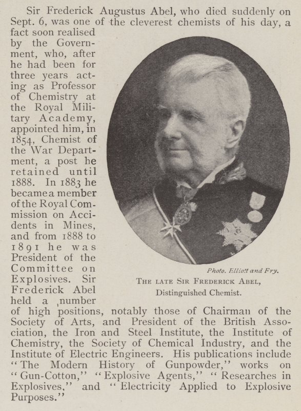 A néhai Sir Frederick Abel, kiváló vegyész alkotó: English Photographer
