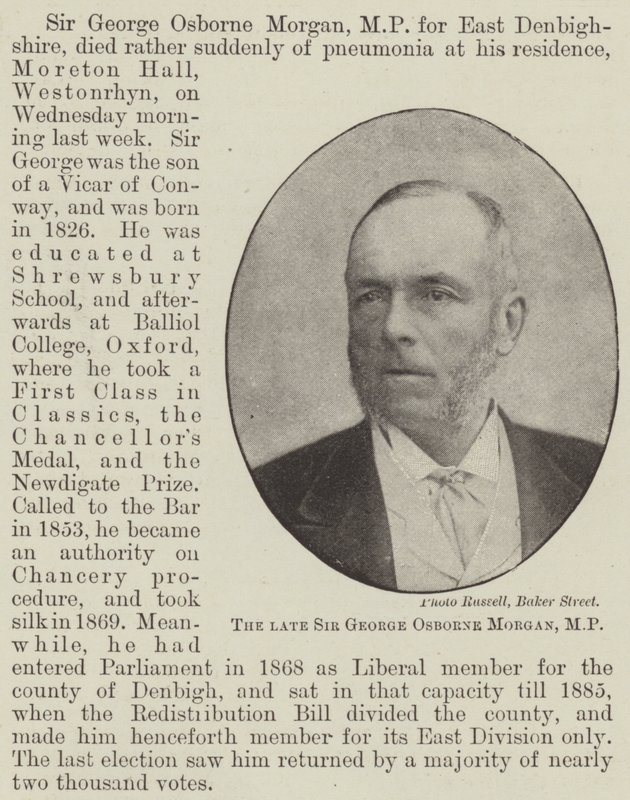 A néhai Sir George Osborne Morgan képviselő alkotó: English Photographer